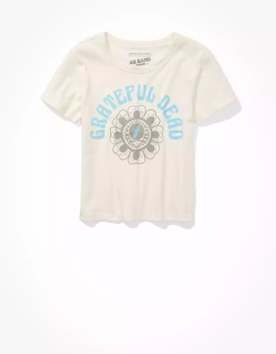 T Shirts American Eagle AE Grateful Dead Graphique Baby Tee Blanche Femme | API-01510560